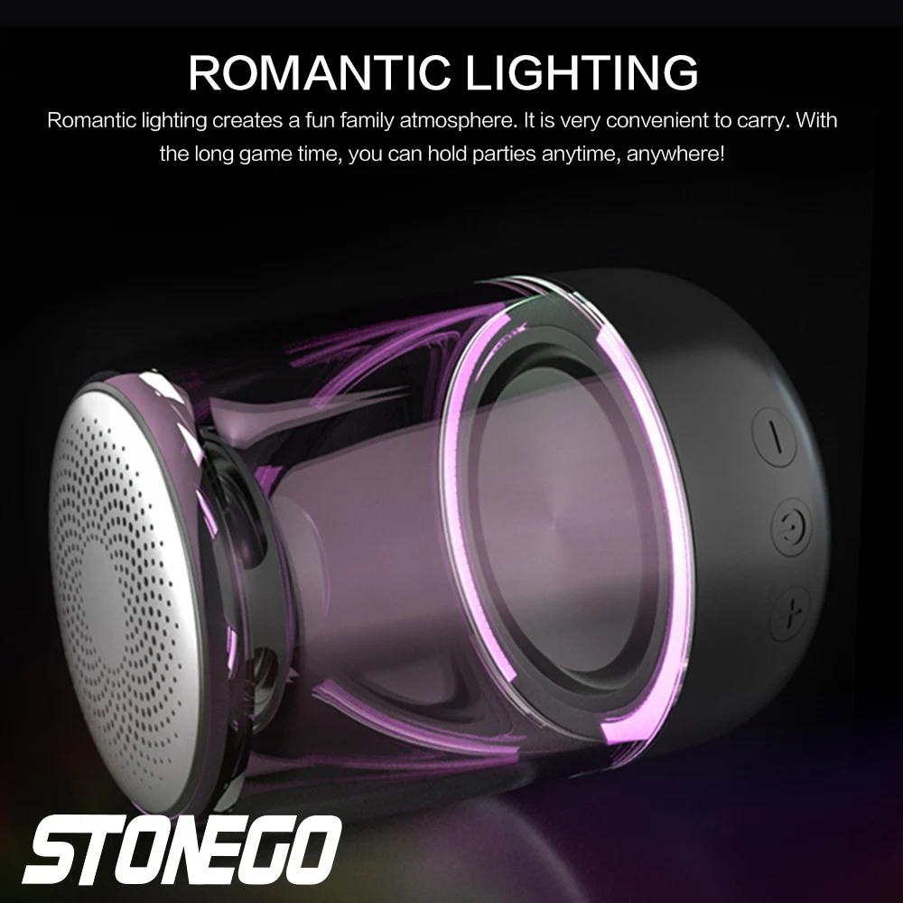 Bluetooth speaker Portable speaker Mini bluetooth speaker Audio speaker Mini sound box STOENGO True Wireless Stereo Speaker with Transparent Design, Breathing LED Light, TWS Bluetooth 5.0, TF Card & AUX Audio Input