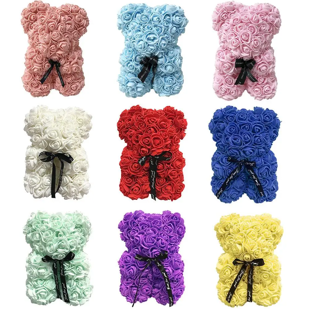 Gift Valentine's Day 2020 25 cm simulation PE pink flower bear artificial flower decoration Valentine's Day creative eternal