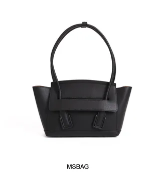 

Genuine Leather Top-handle Bag With Weave Arc-shaped Curved Handles Lady Tote Bag Crossbow Knit Real Leather Handbag