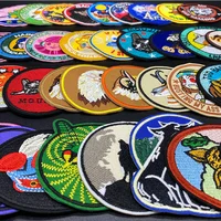 Round Cartoon Cat & Dog Animal Embroidery Patches – Iron On Patches for Clothes | Customizable Eagle, Wolf, and More Patches - Image 3