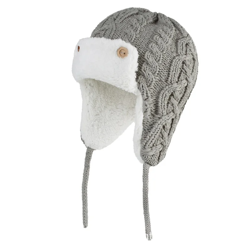 Boys Caps Children Hat Earflap-Hats Kids Bonnet Knitted Baby-Girl Winter Warm Thick 
