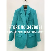 Женское повседневное пальто из смеси мохера, теплое пальто с длинными рукавами и отворотами, качественное элегантное пальто на весну и осень с жаккардовой подкладкой