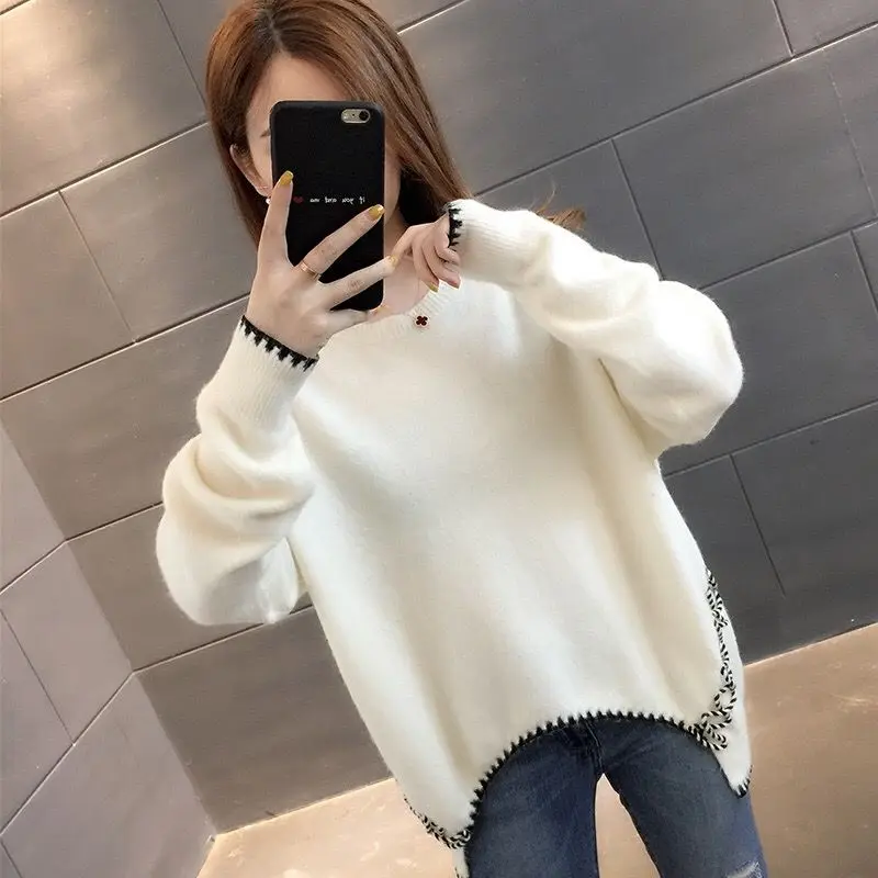 

2020 new autumn women's sweater loose outer wear inner base shirt autumn and winter Wild