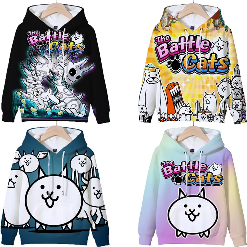 KidsTheBattleCatsHoodiesCartoonSweatshirtsBoysGirlsFunnyGamePulloverTopsSudadera