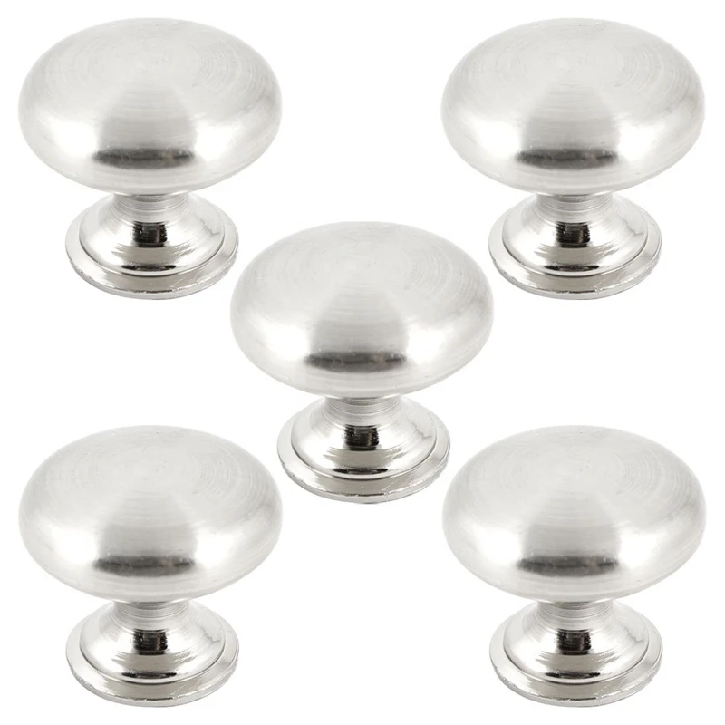 

Silver Tone Metallic Cupboard Cabinet Drawer Pull Knobs Screws Set 5 Pcs