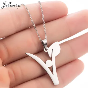 

Jisensp Cute Floral Plant Vegetarian Symbol Necklace Women Stainless Steel Jewelry Flower Pendant Necklaces Vegan Lifestyle Gift