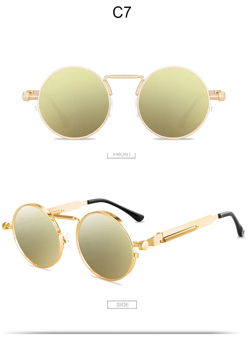 Top Quality Punk Gothic Sunglasses Men Brand Designer 2021 Trend Vintage Round Sun Glasses For Men Shades Classic Eyewear Unisex (14)