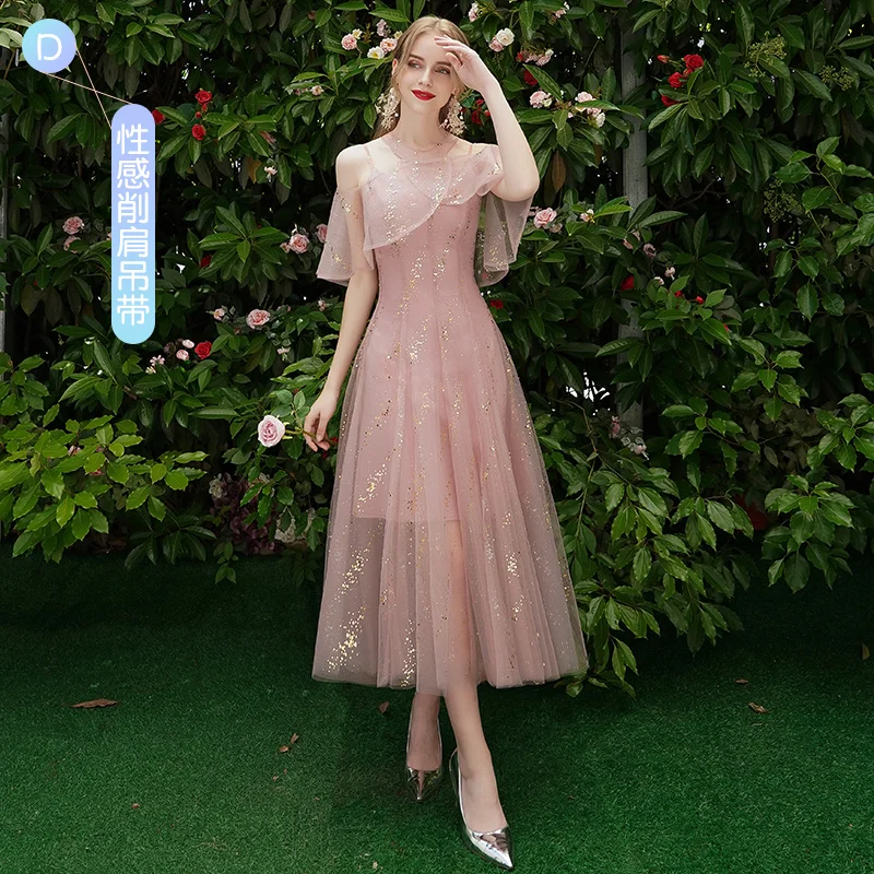 Pink D 110CM Новинка; розовое и серое платье подружки невесты ярких цветов для девочек; - Цвет: Pink D 110CM