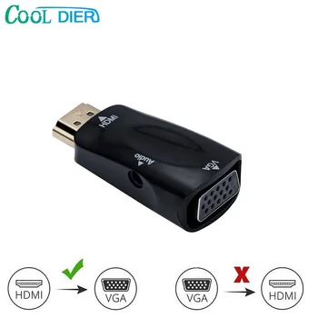 

COOL DIER HDMI Male to VGA 15 Pin Female Adapter HD 1080P Audio Cable Converter With 3.5 Jack For PC HDTV Laptop Tablet