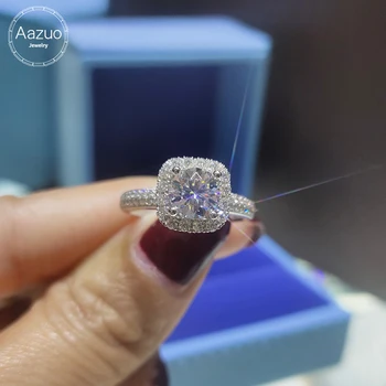 

Aazuo 100% 18K White Gold Engagement Mossanite Ring 1.0 ct square Classic Style Diamond Jewelry Wedding Ring For Wo