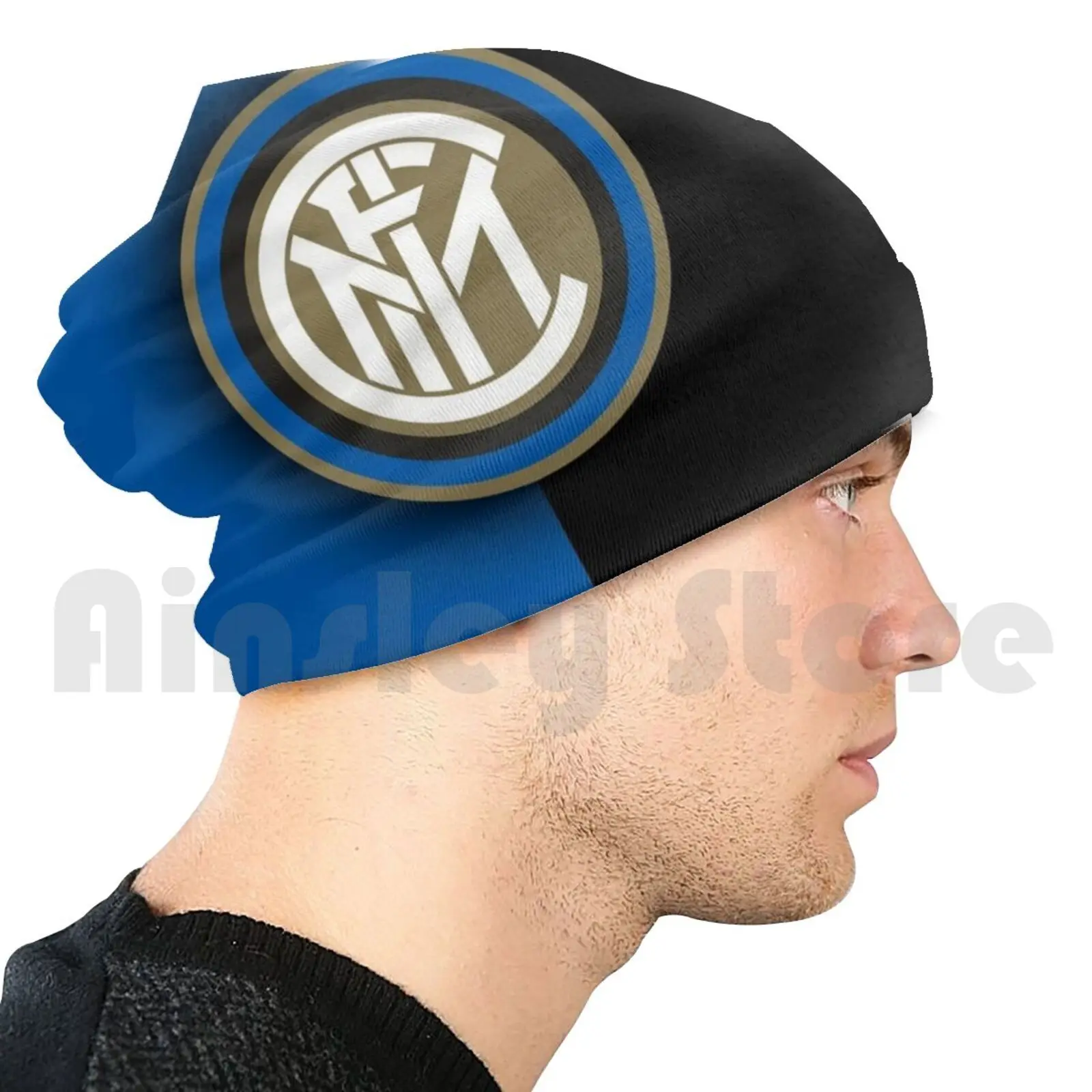 Beanies Knit Hat Hip Hop Soccer Football Euro Club Italy Inter black skully hat