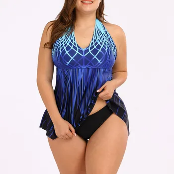 

Halter High Waist Swimsuit Women Push Up Bikinis 2020 Plus Size Swimwear Vintage Bathing Suits Retro 3D Print Beach Wear Biquini