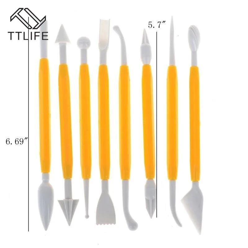 8 шт./партия двухконцевый инструмент для украшения кондитерских изделий декоративные изделия из сахара ручной работы Инструменты для моделирования глиняный наконечник набор инструментов для торта резные инструменты для моделирования