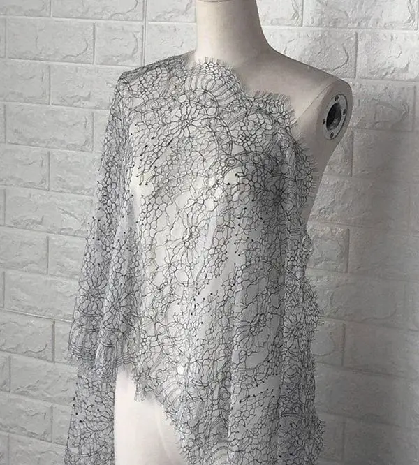 Eyelash Lace Fabric White Black Net Yarn Eyelashes Lace Trim Clothing Skirt Fabric Clothing Embroidery Decoration 3Meters
