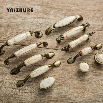 Antique Door Handles Marble Vein Knobs and Handles Ceramic Handles for Kitchen Cupboards Cabinet Furniture knobs Drawer Pulls