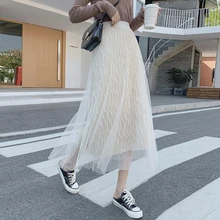 Agaric новые боковые юбки женские марлевые ins fire fairy юбка плиссированная юбка тип А длинная юбка