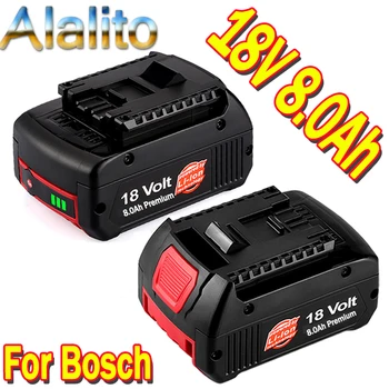 

2pcs 18V 8000mah Rechargeable Li-ion Battery For Bosch 18V Battery Backup 8.0A Portable Replacement BAT609 Indicator light