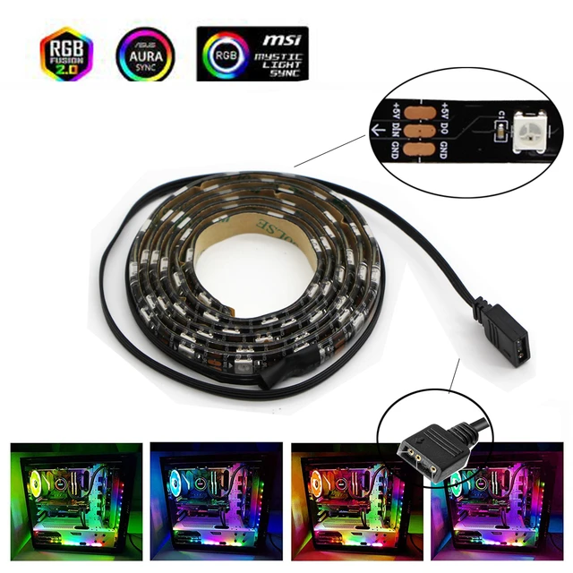 Rainbow ARGB Motherboard RGB Addressable WS2812b LED Strip For PC Case ASUS  Aura SYNC MSI Mystic Light RGB Fusion 3Pin Header - AliExpress