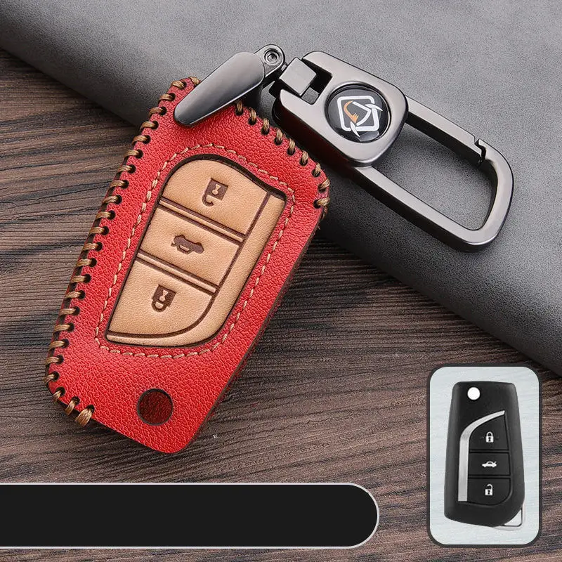 Funda de cuero para llave de coche, accesorio para Toyota Auris Corolla