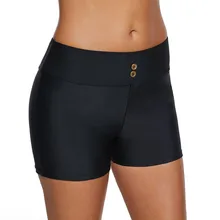 Купальная одежда для женщин размера плюс, высокая талия, пуговица, низ, плавки, Шорты для плавания, пляжные шорты, одноцветные, низ, biquinis feminino,, купальный костюм