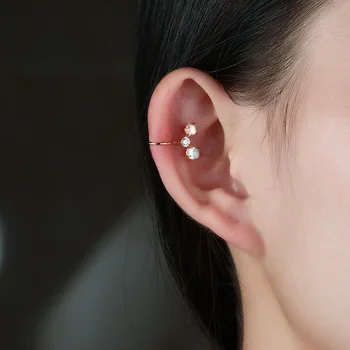 

LAMOON S925 Sterling Silver Natural Prehnite 14K Yellow Gold Plated Handmade Ear Clip Fine Jewelry for Women Gift LMEI101