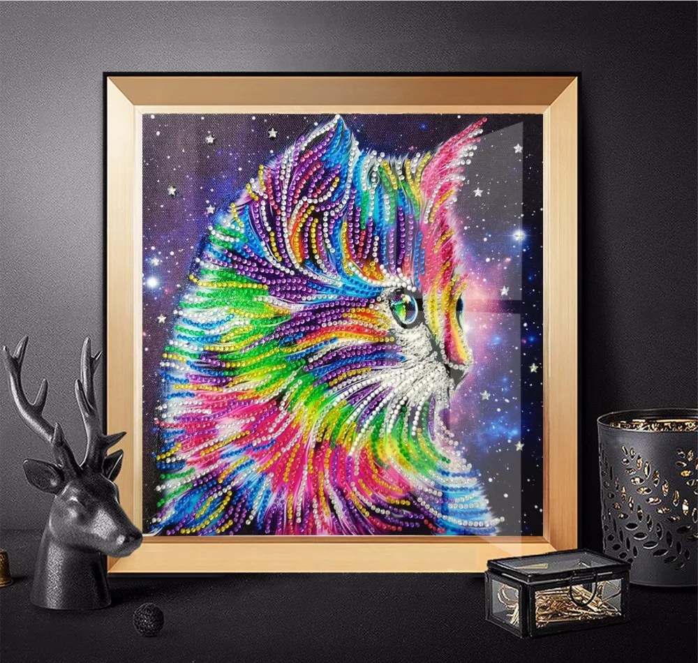 DIY холст алмазная живопись Алмазная вышивка кошка шаблон 5D частичная дрель