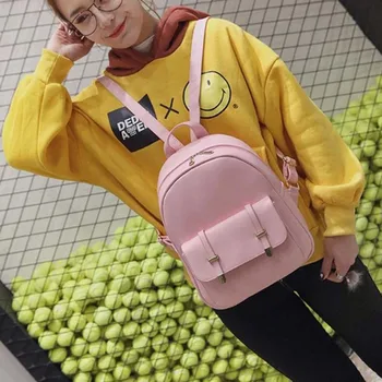 

Mini Shoulder Bag High Quality Pu Leather Street Girl Candy Color Small Backpack Female Bag Sweet College Style New Mujer#G7