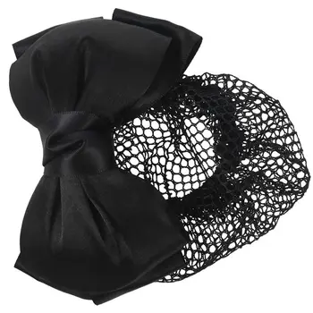 

Woman Black Two Layers Polyester Bowtie Hair Bun Cover Hairclip