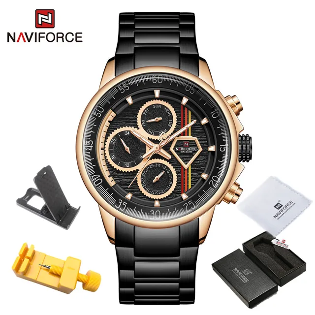 NAVIFORCE Luxury Brand Mens Watches Multi-function Auto Date Waterproof Clock Fashion Casual Quartz Wristwatch Relogio Masculino RGB BOX