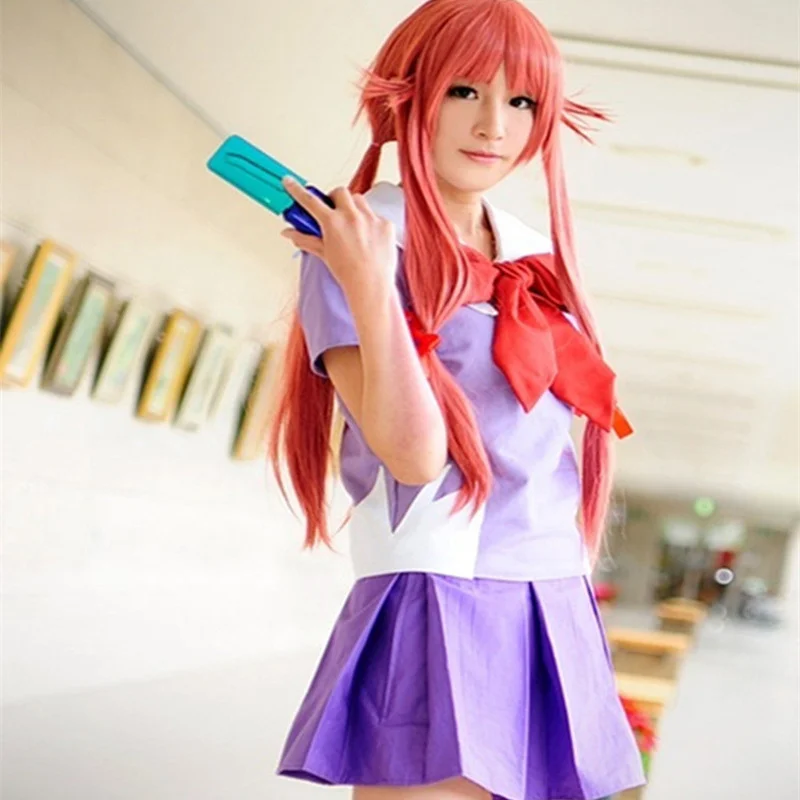 Coshome The Future Diary Gasai Yuno Cosplay Costumes Dresses Uniforms Mirai Nikki Suits Women Girls Blue&Purple Tops Skirts Set (6)