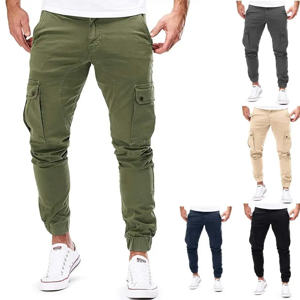 Pantalones de chándal militares para hombre, ropa deportiva con varios bolsillos, estilo Hip Hop, Color sólido, Primavera, novedad