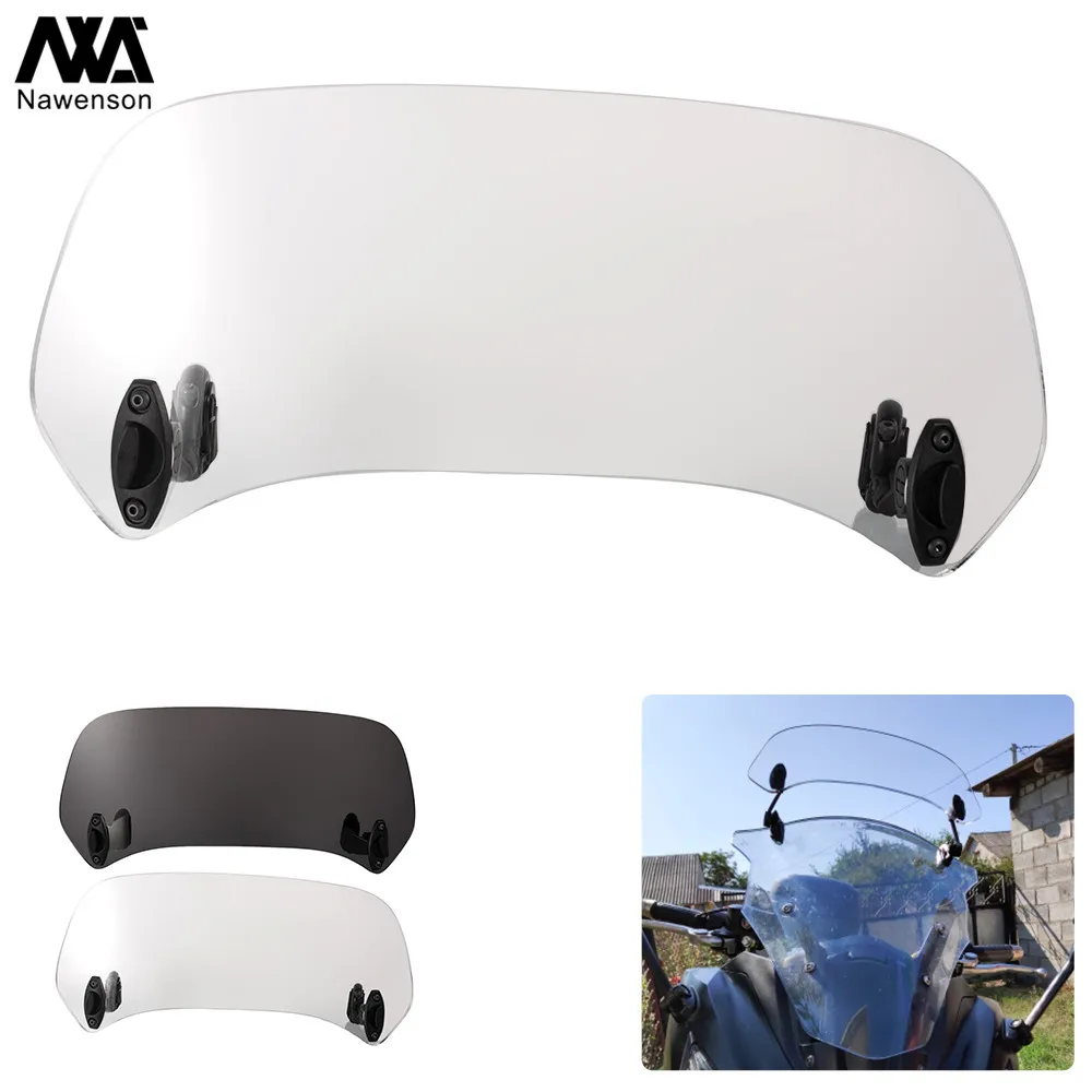  Universal Motorcycle Windscreen Extension Plastic Spoiler Add-On Air deflector Adjustable Aerofoil 