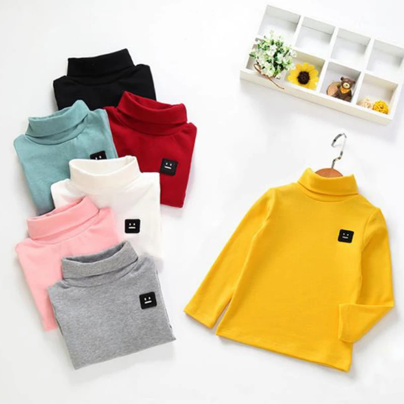 T-Shirts Turtleneck Long-Sleeve Toddlers Baby-Boys-Girls Clothing Kids Children New Warm