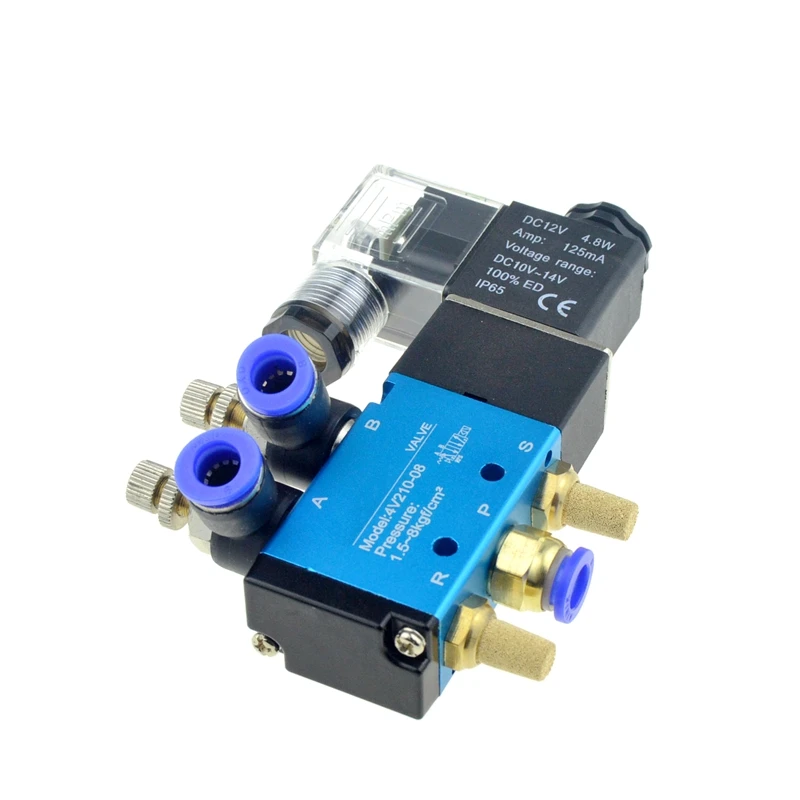 Rápida da Mangueira do Volt Ajustar a Válvula Posição do Gás do ar 8mm da Bobina da Válvula Conexão Magnética 110 220 Fluxo Pneumático Solenóide 5way 2 12 v 24