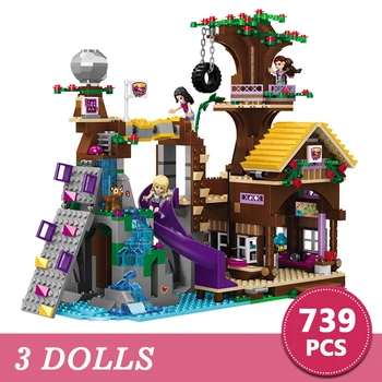 

739pcs Adventure Camp Tree House Model Build Blocks Girls Friends Build Bricks Compatible Major Brands Figure Toys Gift