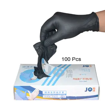

100pcs Waterproof Allergy Nitrile Cleaning Gloves Rip Resistant Free Disposable Black Laboratory Work Safety Gloves