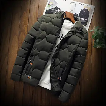 

OLOEY Winter Men Jacket 2019 Men's New Casual Thicken Warm Cotton Jacket Slim Clothes Youth Soild Jacket Men's Wear
