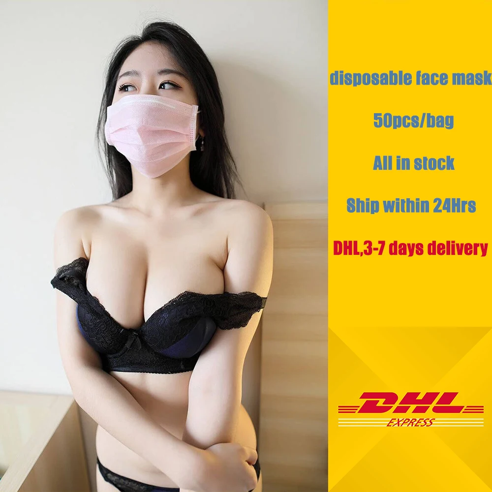 

50pcs/pack Non Woven Disposable Face Respirator Mask Pink Color 3 Layer Earloop Anti-Dust proof Mouth Mask DHL Free Shipping