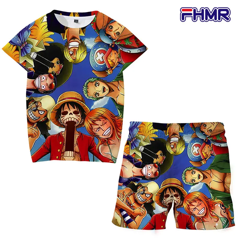 Animation 3D Printing Children's Summer Suit Pirate King Funny Girl T-shirt Children Wear Soft Material | Детская одежда и
