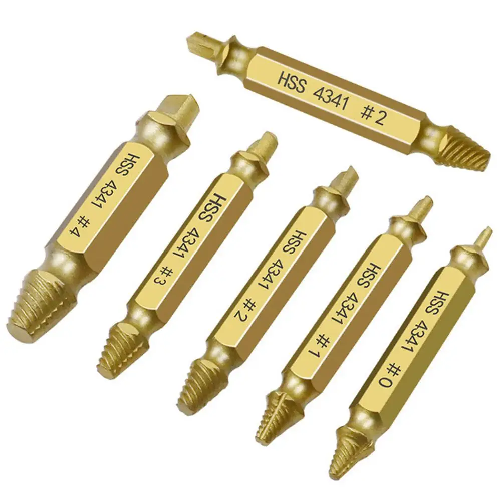 

6Pcs Damaged Speed Out Drill Bits Tool Set Broken Bolt Remover High Strength Hardness Durable Screw Extractor Tools Parts