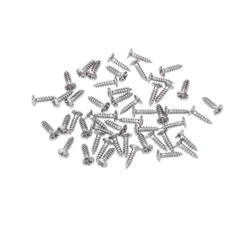 50pcs silver 50 шт./компл. Золотой Черный Серебряный Электрогитара Бас Накладка для защиты верхней деки гитары от царапин болты для гитары бас Металлический фиксированный винт - Цвет: 50pcs silver