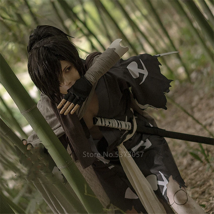 Костюм для косплея аниме Dororo мужчин и женщин плащ на Хэллоуин + кимоно шарф парики