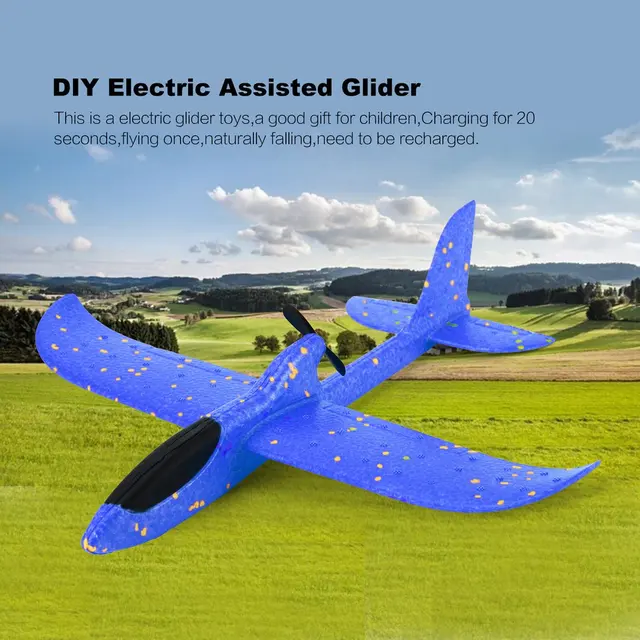 DIY Electric Assisted Glider Foam Powered Flying Plane Rechargeable Electric Aircraft Model Educational Toys For Children Gift 4