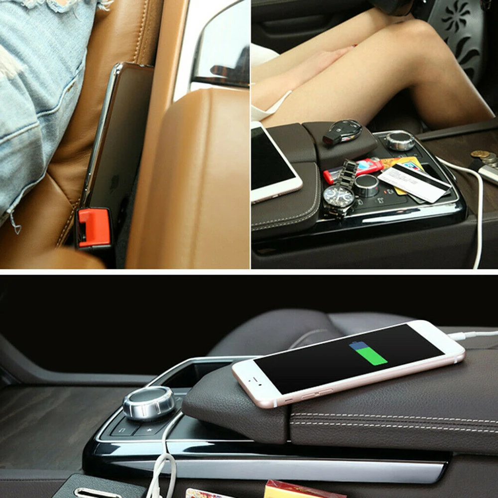 

1pc Automobile 10W Wireless Fast Charging Car Seat Gap Storage Box Quick Charger For iPhone X MAX Mobile Phone