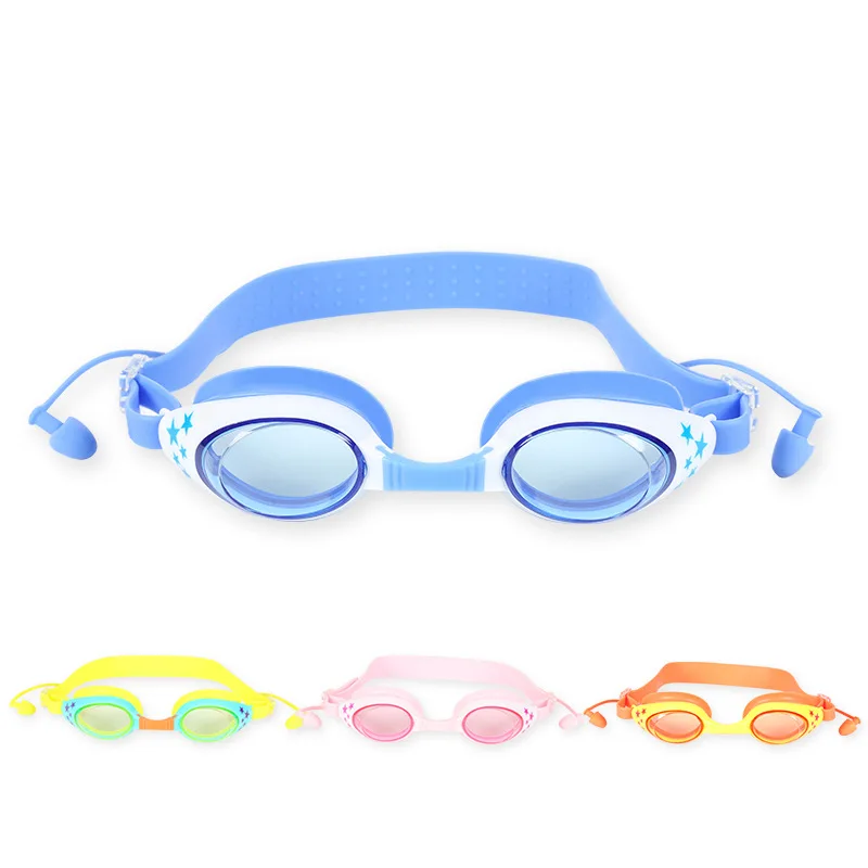 

[Boxed Goggles] Children Swimming Goggles Waterproof Anti-fog High-definition Silicone Band Earplug Beach Diving Mask Ak1700