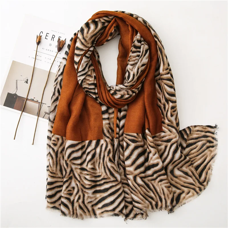 

Casual style cotton and linen scarf women autumn and winter Korean wild zebra pattern couple long shawl dual-use