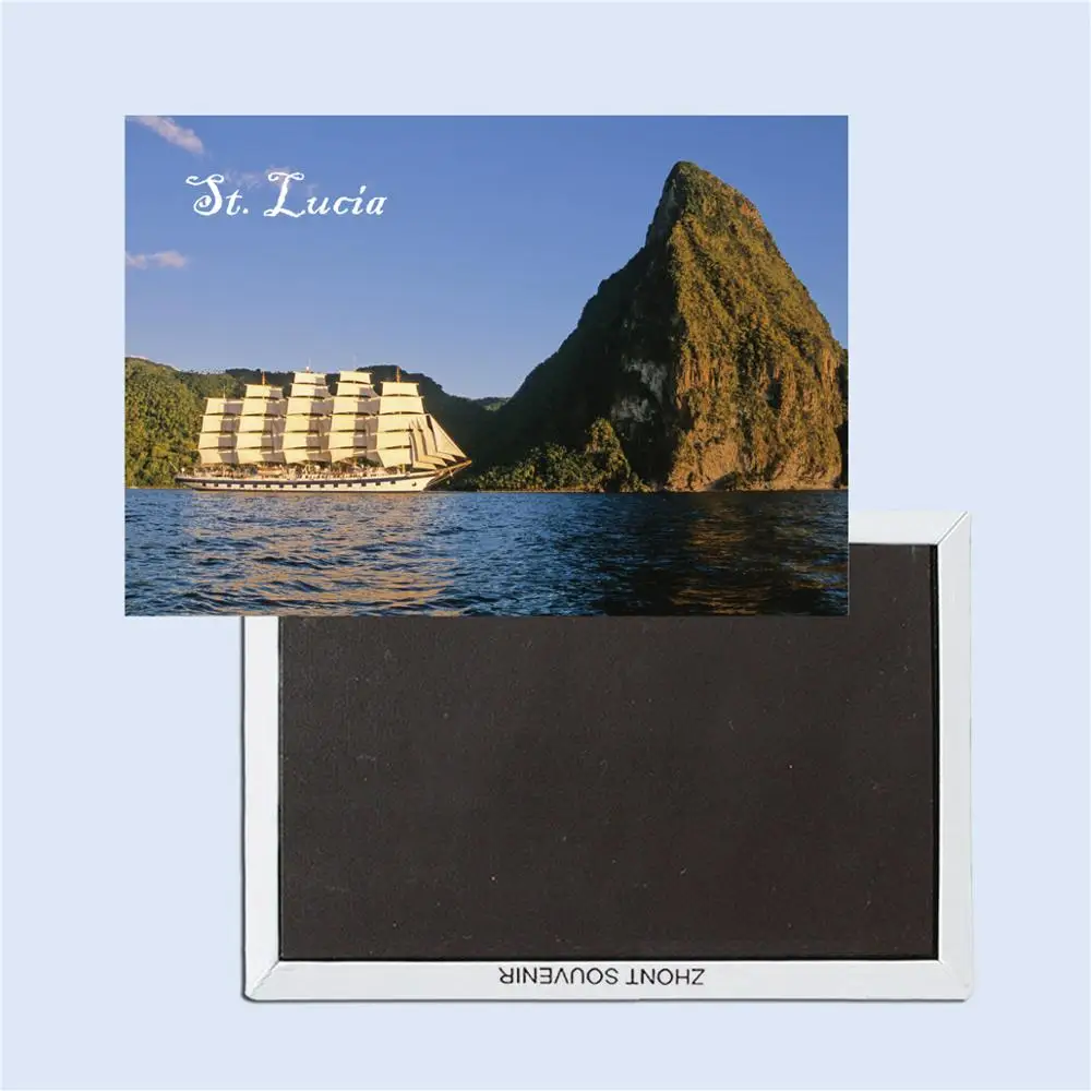 Royal Clipper A Vela Dai Pitons Di St. Lucia Souvenir Di Viaggio Magneti Rigidi Per Frigorifero Magici Rigidi Frigorifero Creativo 26337