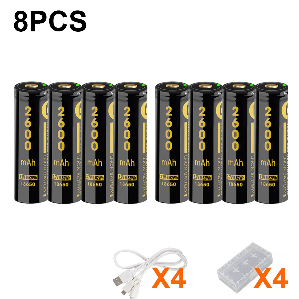 

USB 3.7V 18650 3500mAh Li-ion USB Rechargeable Battery LED Indicator Light DC-Charging+USB wire for For Flashlight Torch e-cigar