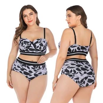 

Wired Push Up Swimming Suit 2020 Women's Swimsuit Plus Size 2 Pieces Ladies High Waisted Swimsuit Big Bust XXXL Bath Suits