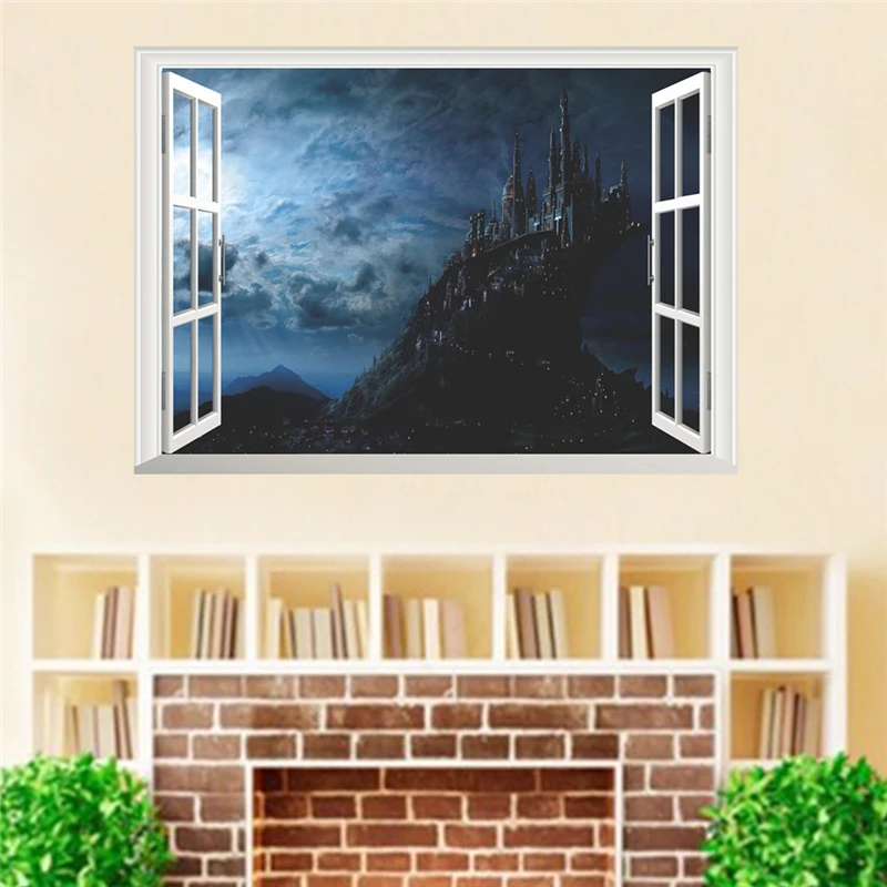 3DVIEW школа Хогвартс замок окна настенные наклейки для детской комнаты домашний декор Гарри Поттер настенные наклейки на стену Diy плакат ПВХ настенная роспись